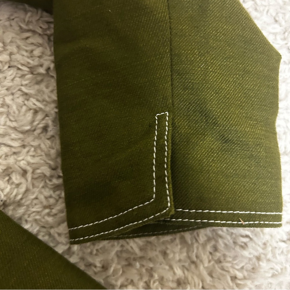 J. Crew Size 10 Going Out Blazer Jacket Olive Green Linen Blend Open Front EUC - Picture 6 of 14